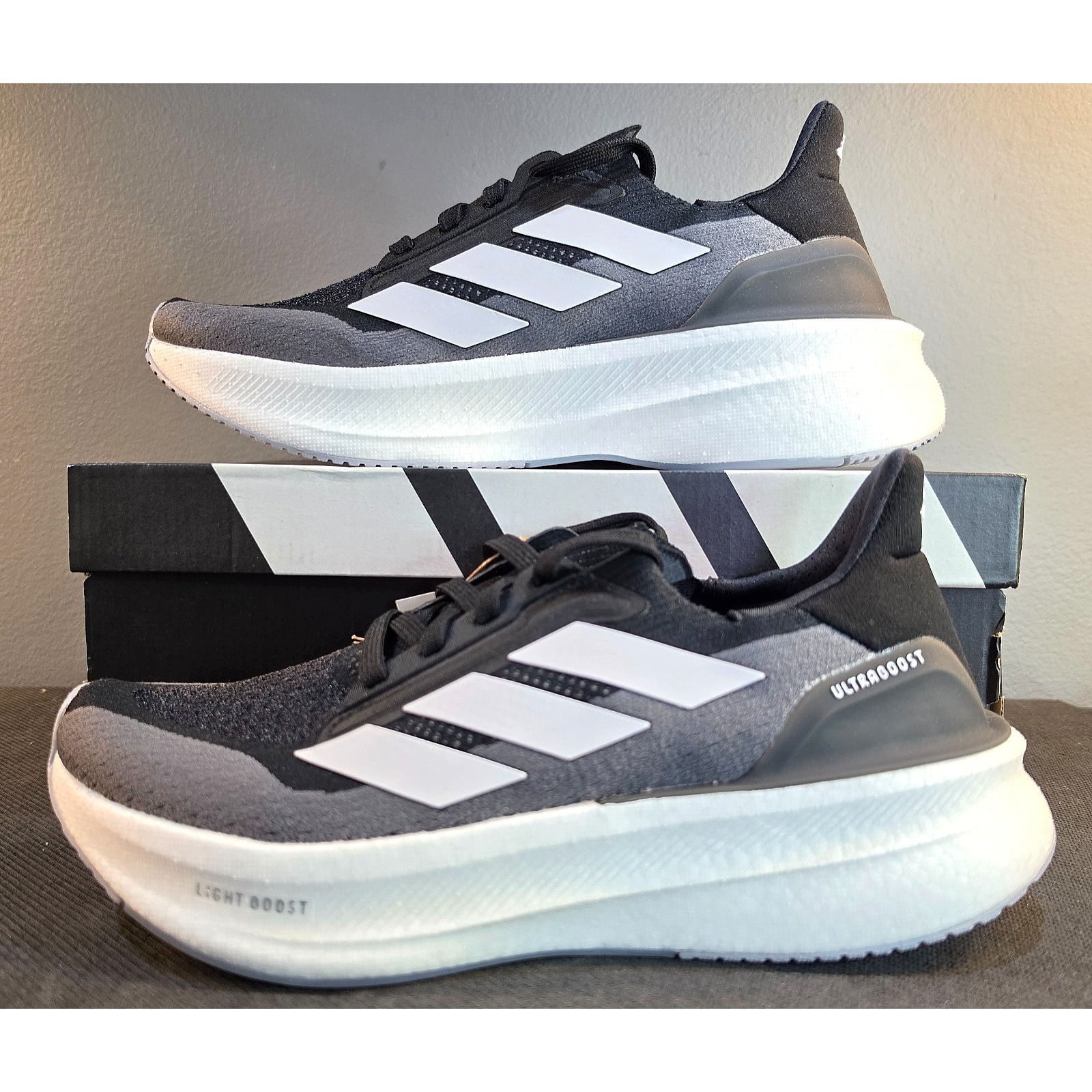 New Women 7.5 Adidas Ultraboost 5x W Ih3102 Core Black Carbon Running Boost Nib